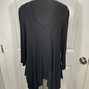 Adrianna Papell Black Textured V-Neck Tunic Size XL CB-60